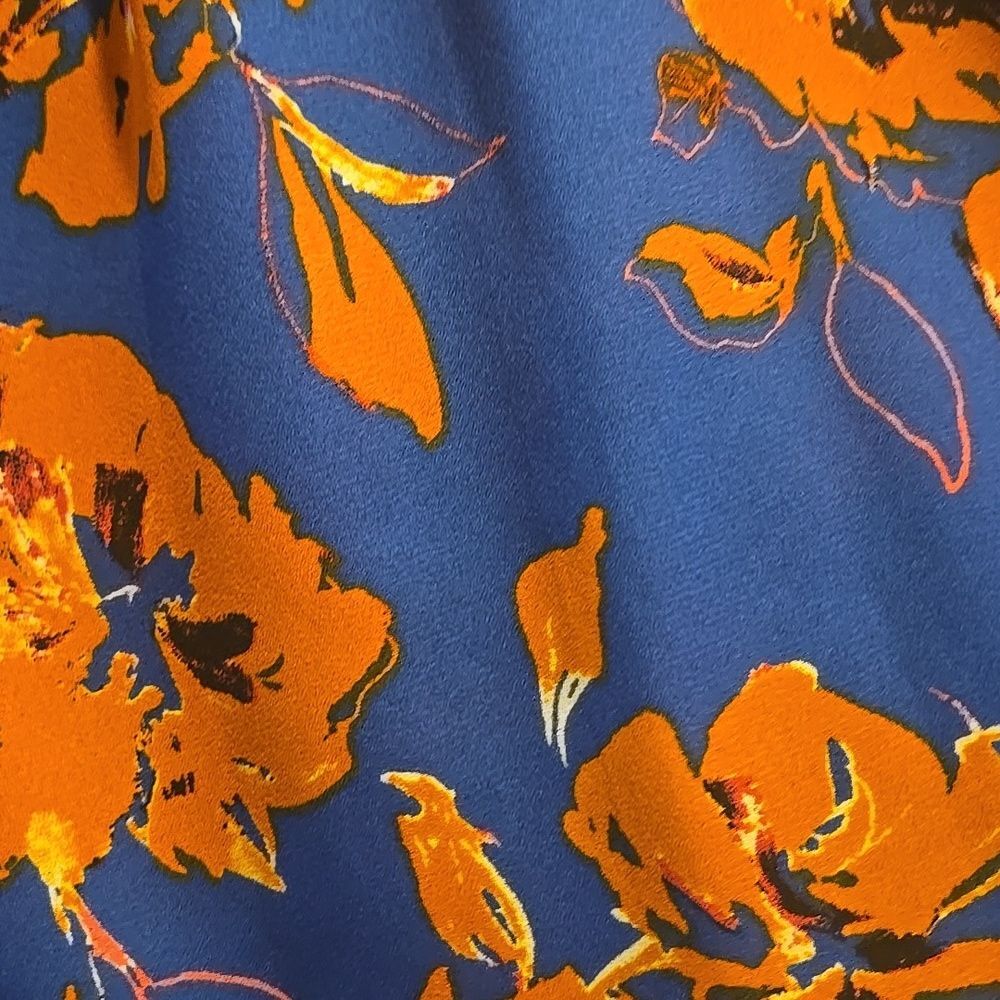 Floral Sleeveless Top Blue Orange Small Blouse Womens Hi Low Shirt ALLISON JOY - Picture 3 of 12